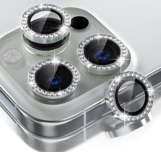 Camera Lens Protector Strass for iPhone 16 Pro & Pro Max - Sivler