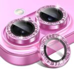 camera lens protector strass for iphone 16 pink with applicator