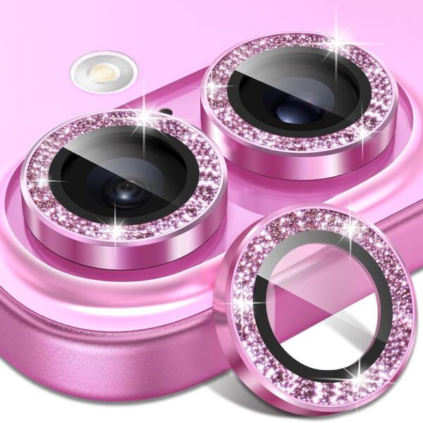 camera lens protector strass for iphone 16 pink with applicator