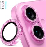 Luxury Camera Lens Protector Strass for iPhone 16 & 16 Plus – Ροζ - Image 2