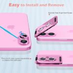 Luxury Camera Lens Protector Strass for iPhone 16 & 16 Plus – Ροζ - Image 6