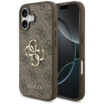 Guess 4G Big Logo leather hard case for iPhone 17 brown