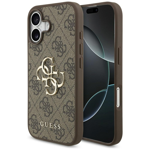 Guess 4G Big Logo leather hard case for iPhone 17 brown