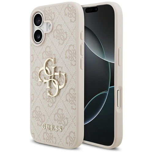 Guess 4G Big Logo elegant leather hard case for iPhone 17 pink