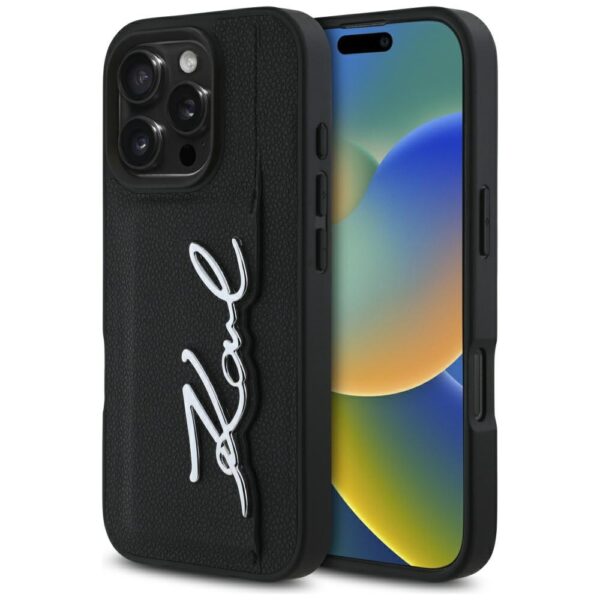 Karl Lagerfeld leather case iPhone 16 Pro Max - Black
