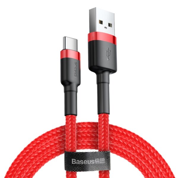 Baseus USB-C Cable 3A Cafule Ultra-Durable – Fast Charge – Red (1m)