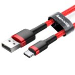 Baseus USB-C Cable 3A Cafule Ultra-Durable – Fast Charge – Red (1m) - Image 3