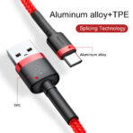 Baseus USB-C Cable 3A Cafule Ultra-Durable – Fast Charge – Red (1m) - Image 8