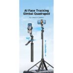 Selfie Stick Tripod 360° + AI Face Tracking & Τηλεχειριστήριο – Μαύρο - Image 5