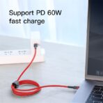 Baseus Cafule Power USB-C to USB-C Cable 60W – Fast Charging PD & QC – Κόκκινο (1m) - Image 3