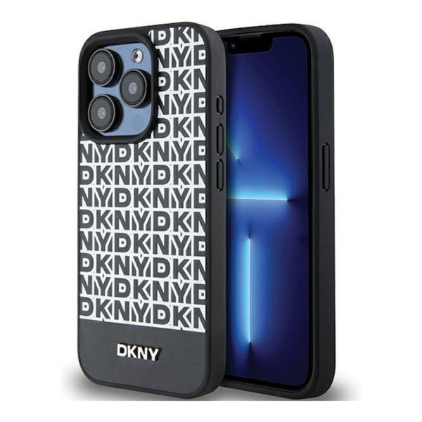 dkny magsafe pu repeat pattern case iphone 15 pro max μαύρο