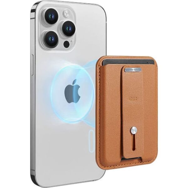 esr magsafe wallet grip halolock καφέ για iphone